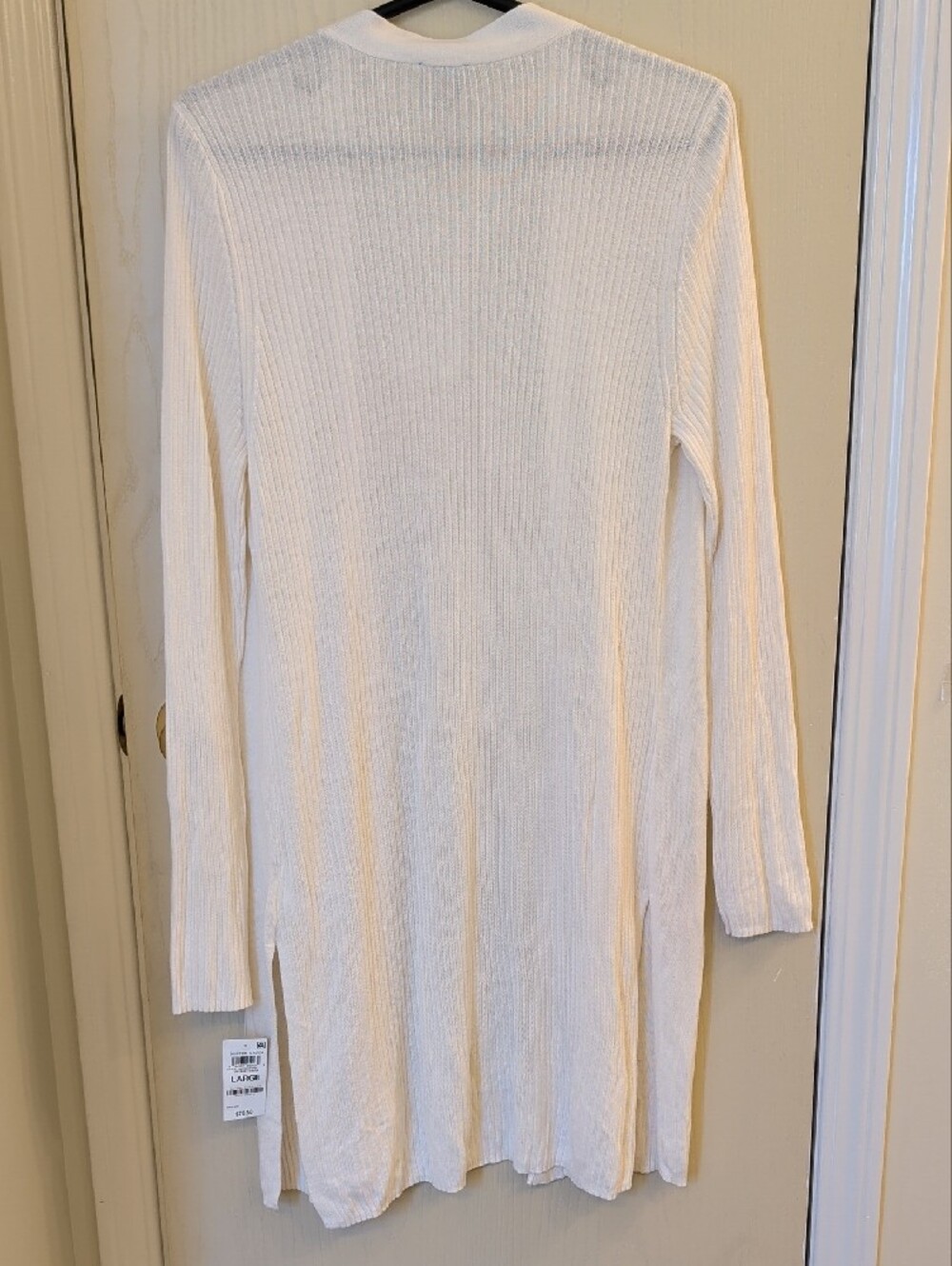 INC Int’l Concepts Cream Longline Cardigan Size L NWT Lightweight Rayon Duster - Picture 6 of 13